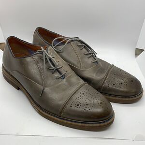 Stafford 014 41172 Mens Leather Dress Shoes Gray Wingtip Style Size 10M